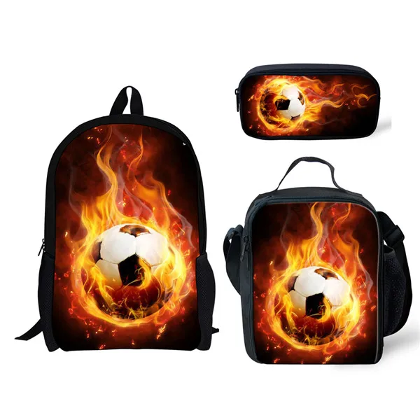 Jackherelook 3D Fire Ice Foot Ball футбол напечатанные школьные рюкзаки большой комплект из 3 предметов для мальчиков школьные сумки ранцы - Цвет: H271CGK