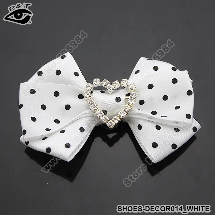 Dotted Fabric Bow Clip On Shoe Decor Clip Art Deco Ornament Wedding
