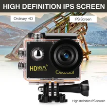 Cewaal Экшн-камера 120 градусов 1080 P HD 4 K видеокамера Wi-Fi 2,0 дюймов ips экран DVR Спортивная камера Дайвинг Туризм Водонепроницаемая камера