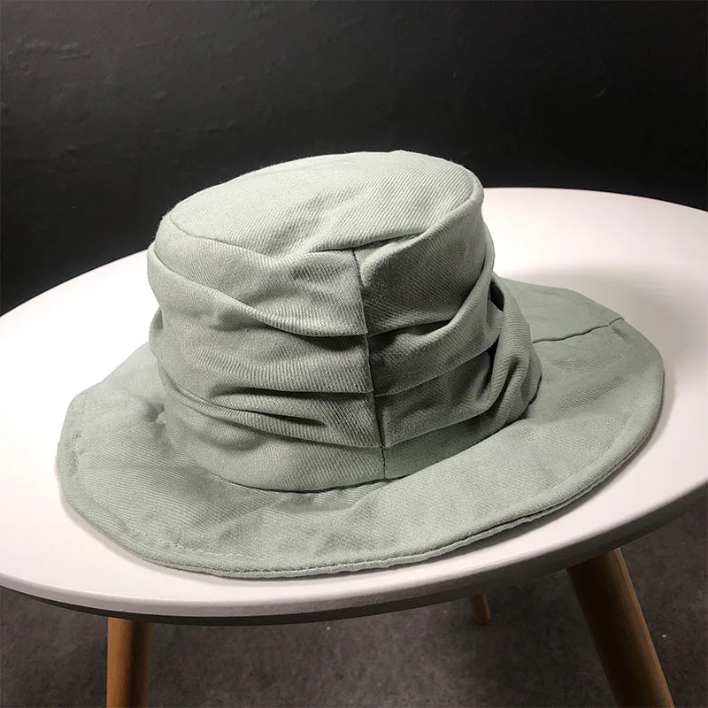 Летние однотонные цвет хлопок и лен большой для женщин мужчин Рыбацкая шляпа Корейская версия средство для защиты от солнца Панама шапочки - Цвет: Серый