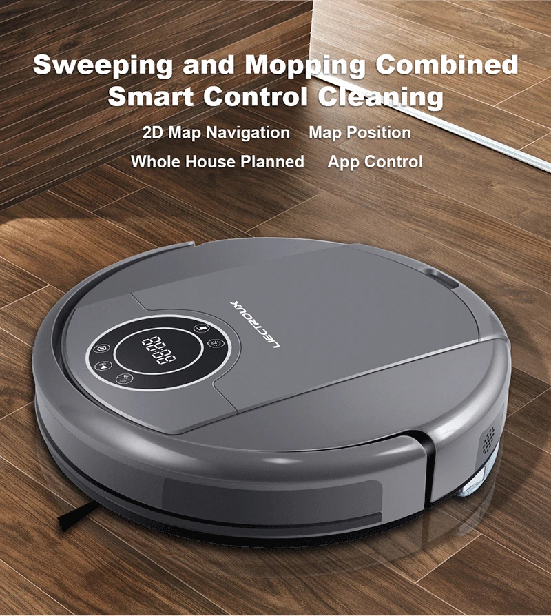 LIECTROUX ZK808 Robot Vacuum Cleaner,WiFi App,Map Display, 3000pa Suction,Smart Memory,Wet Dry Mop for Pet Hair and Floor&Carpet