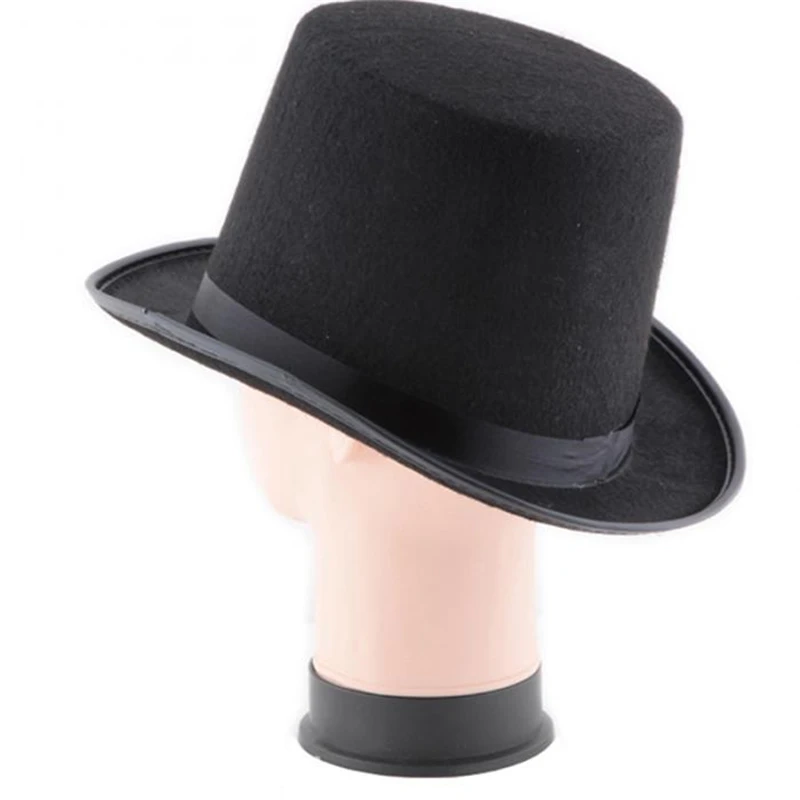 

13CM/16CM Height Punk Black Hatter Top Hat Halloween Props Felt Hats Millinery/ Magician Magic Trick Cap IK88