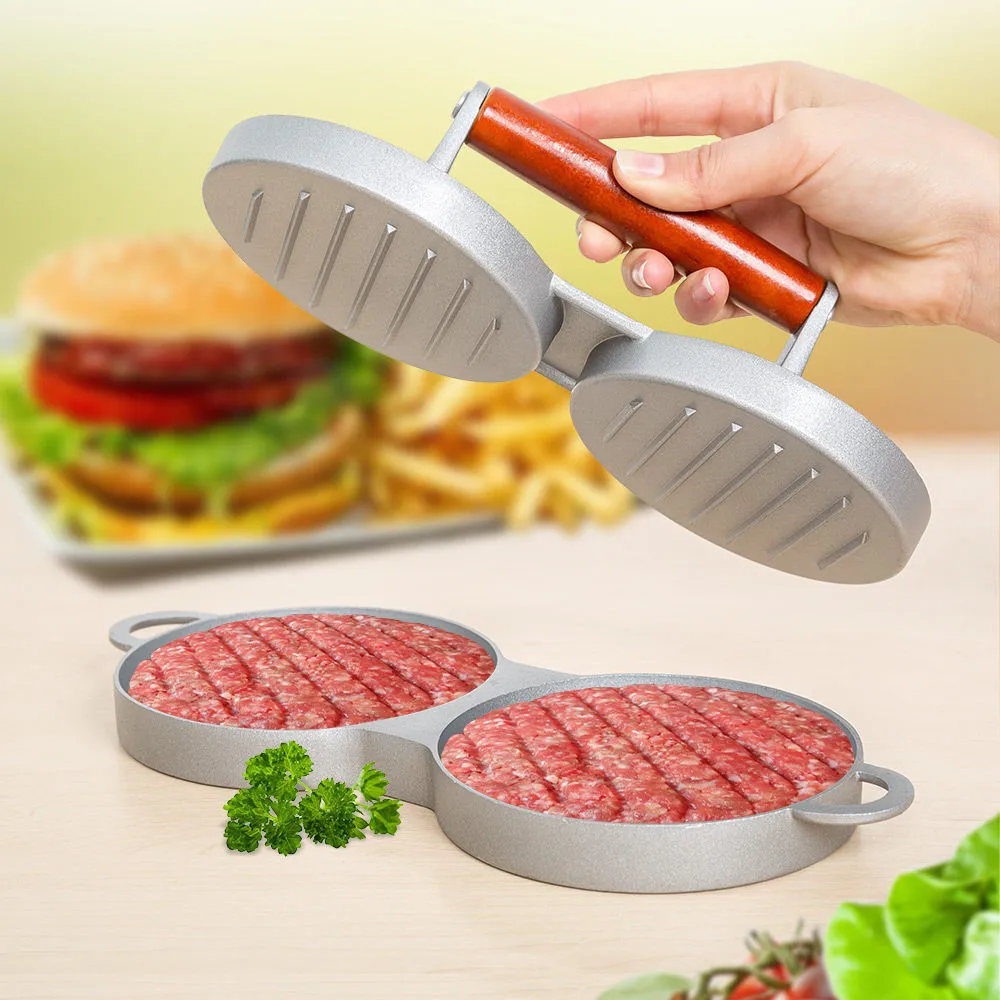 

DIY Cakes Party Maker Aluminum Nonstick Double Burger Press Hamburger Crab Home Kitchen BBQ Cooking Tools