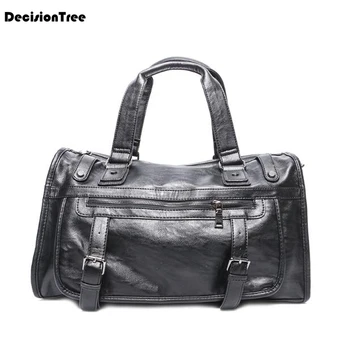 Fashion Retro Genuine Leather Male Shoulder Bag Large Capacity Luggage Bags Casual Portable Multifunction Travel Duffle Bag L497 high capacity genuine leather travel bag fashion casual handbags shoulder bag men s duffle travel bags