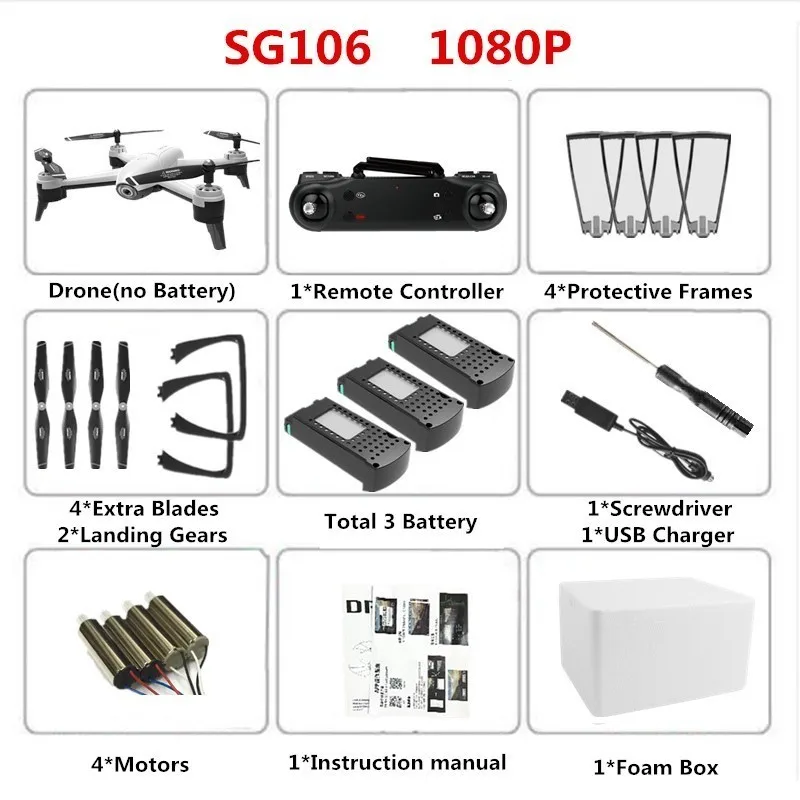 W3 1080P Motors Квадрокоптер SG106 Дрон с камерой 4K HD Оптическое позиционирование потока жестов селфи видео Квадрокоптер с камерой 720 P/1080 P игрушки - Цвет: W3 1080P Motors