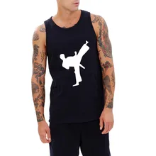 Лоо шоу каратэ, тхэквондо Графический черный хлопок тренировки майка для мужчин