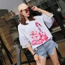 Летние свободные тонкие с коротким рукавом супер пламя лебедь Женская футболка Черная индивидуальность tide брендовая Футболка женская