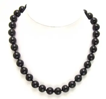 

SALE Big 16mm Black round Natural stone 18 inch 17" necklace-nec5276 wholesale/retail Free shipping