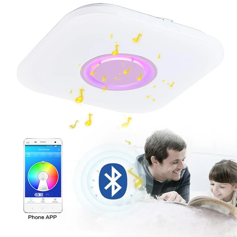 

Music Ceiling Light with Bluetooth Speaker Modern Light Fixtures RGB Color Changing 24W Home plafonnier LED Light Deckenleuchte