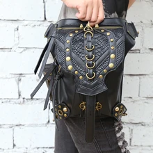 Steampunk retro rock bag new female messenger shoulder bag fashion mobile phone bag case men and women waist pack bag