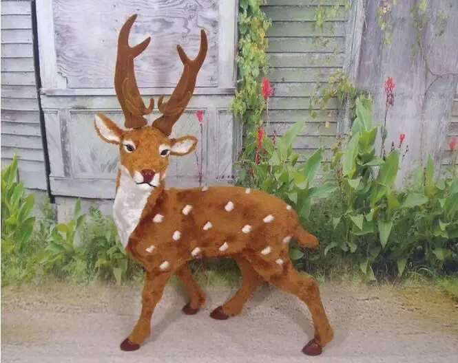 

large 60x30x80cm sika deer model polyethylene & furs reindeer handicraft,home decoration gift a2584