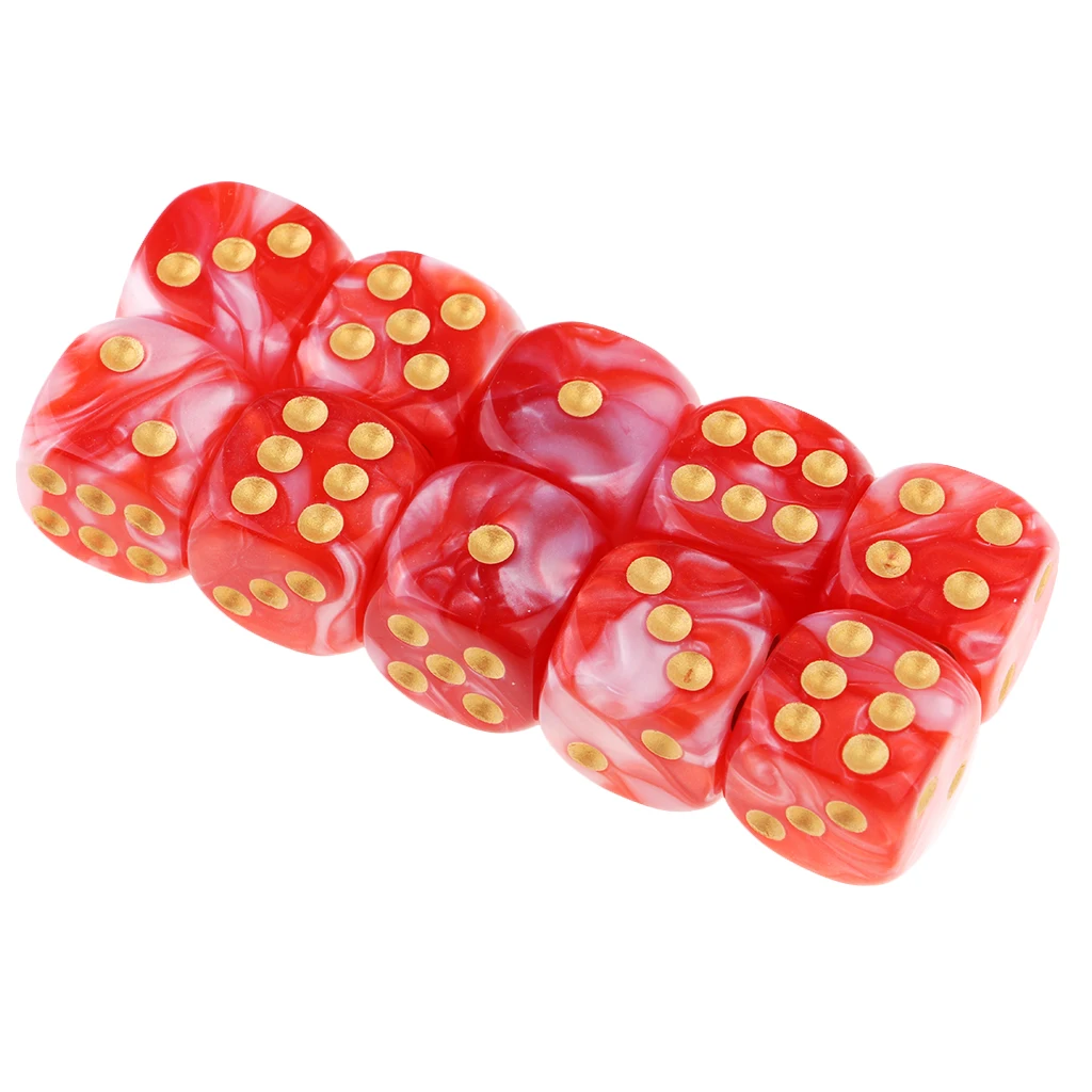 MagiDeal 10pcs 6-Sided Dice Set Bright Colors 16 mm Dice Game Multi-Sided Dice for Board Games Casino Gifts Teaching
