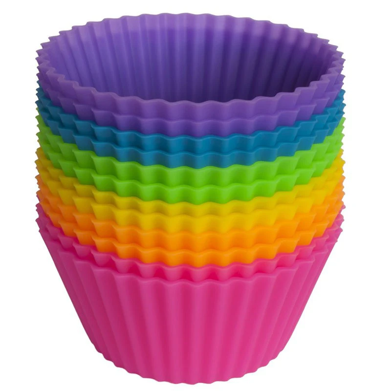 

12 Pieces/Set Round Shaped Silicon Cake Baking Molds Cake Mold Silicon Cupcake Cup Home Kitchen Cooking Tools Random Color 4