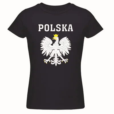 Polka POLAND идеально подходит для женской футболки хлопок camisetas mujer kawaii футболка Женская с коротким рукавом укороченный Тройник - Цвет: DARK BLUE