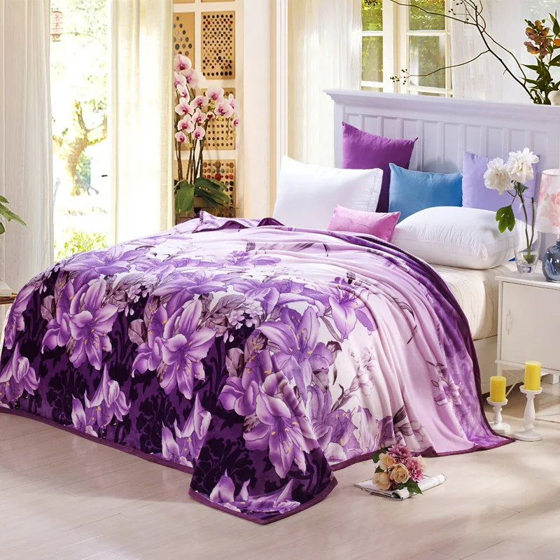 cute plush package edge technology pattern high density super soft plush blankets king size