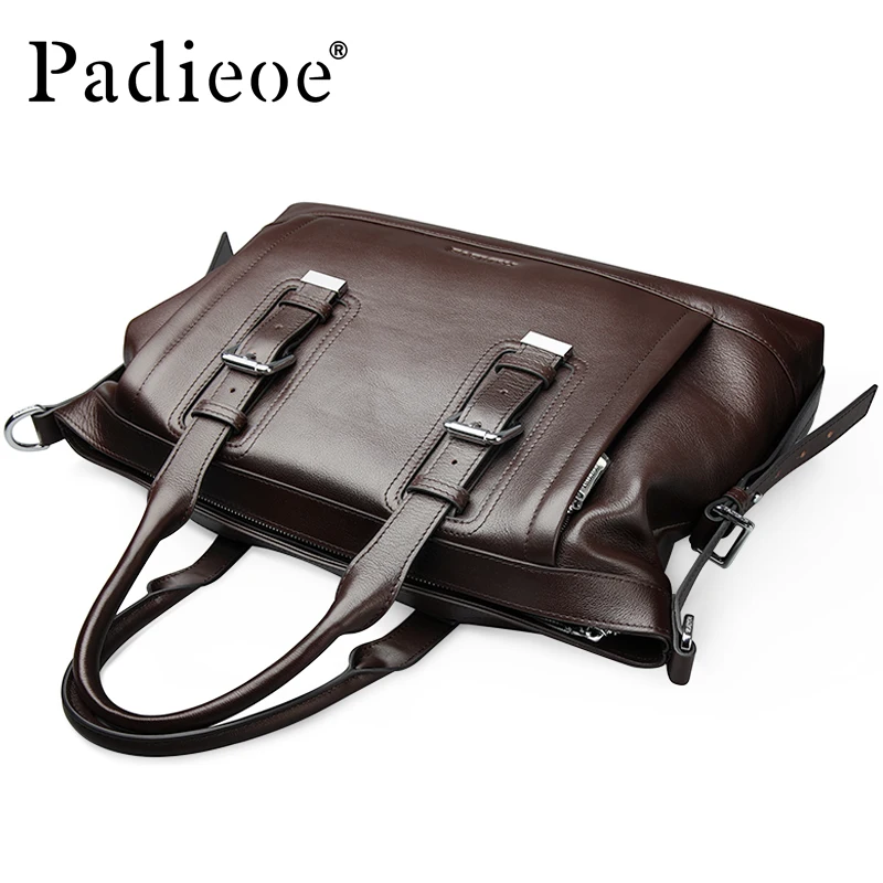 Padieoe100 ٪ حقيبة جلدية أصلية الرجال عارضة حقيبة الأعمال 14 بوصة محمول حقيبة crossbody حقيبة كتف جلد حقيبة يد الرجال