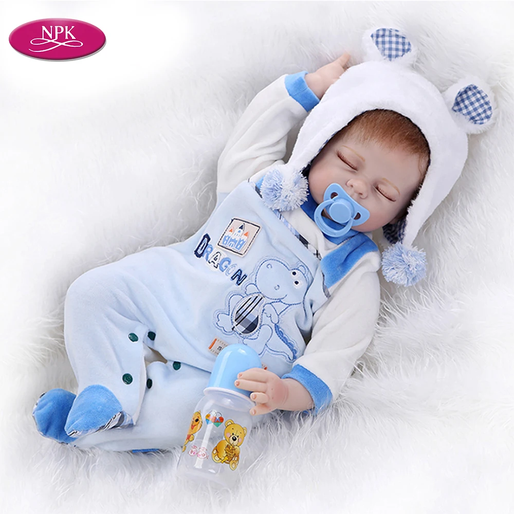 

NPK New 55CM De Silicone Reborn Baby Doll Girl Boneca Realista Bebe Reborn Babies Fashion Dolls Children Princess Birthday Gift