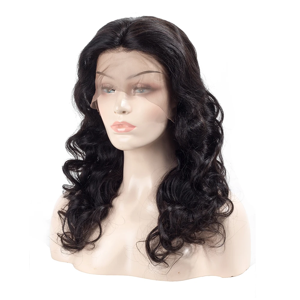 Бразильский объемная волна Синтетические волосы на кружеве человеческих волос парики для Для женщин 4X4 парик из натуральных волос с