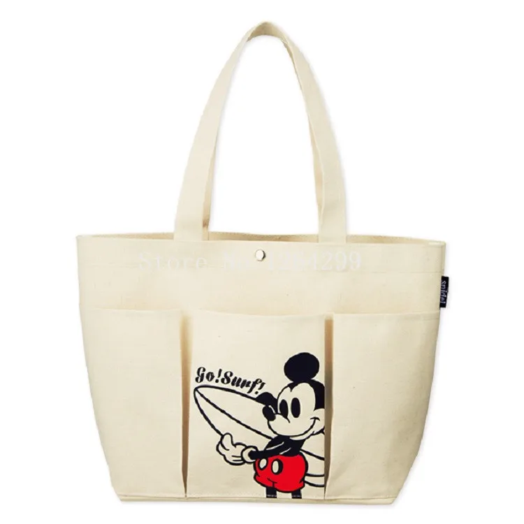 

New Fashion Mickey Girls Woman Big Canvas White Cartoon Shoulder Shopping Bags Handbag For Children Gifts