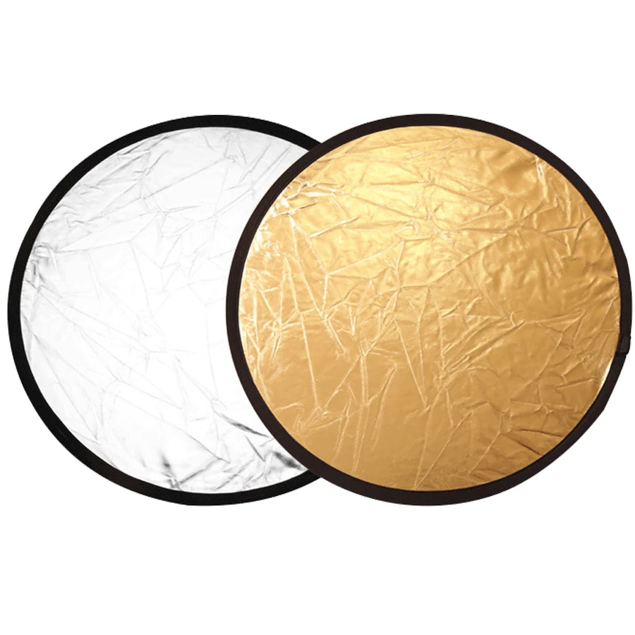 24 "60 센치메터 빛 라운드 반사판 휴대용 사진 반사판 디스크 골드 및 실버 2에서 세로 사진photography