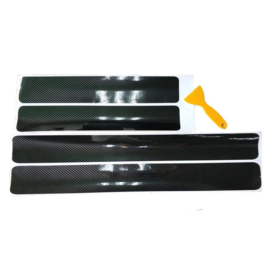 

4x Universal Accessories Carbon Fiber Color Car Scuff Plate Door Sill 5D Sticker Panel Protector Auto Decoration Material