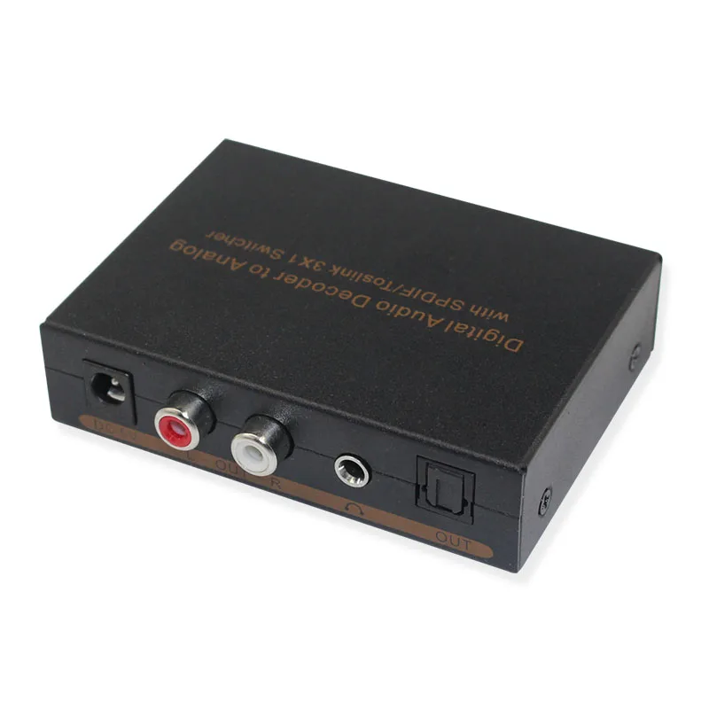 1 Piece Only Digital Audio to Analog Converter Switcher With 3 Ports SPDIF Toslink Input to Analog L R and Headphone Output
