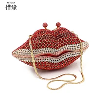 Xiyuan Брендовые женские красный сумка вечерняя сумочка женский серебряный сумки стразами С кристалалми и стразами сумки Свадебный Вечер кошелек