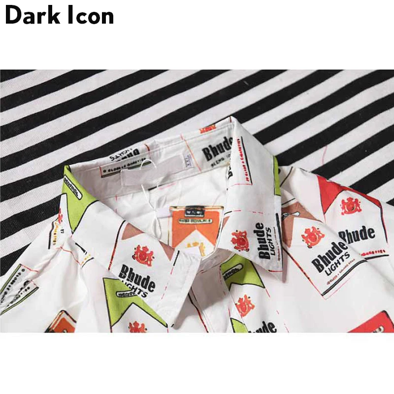 Cigarette Case Full Printed Vintage Hip Hop Shirt Men 2018 Autumn Long Sleeved Shirts Casual Men's Shirts 3 Colors 