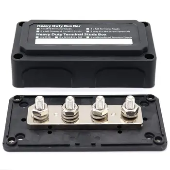 

SHGO-DC 48V 300A 4 Terminal Studs Busbar Power Distribution Block for Car Boat (Black)