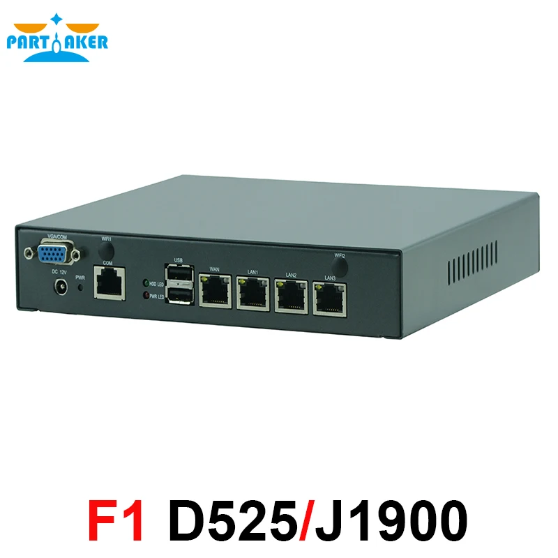 Mini PC Celeron J1900 Quad Core Intel Atom D525 Processor Network Security Control Desktop Firewall Router Mini Computer 4 LAN