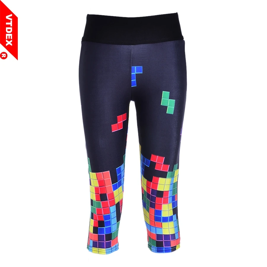 VTDEX Game Emoji Yoga Pants Women 2017 New Elastic Sports Fitness Capri