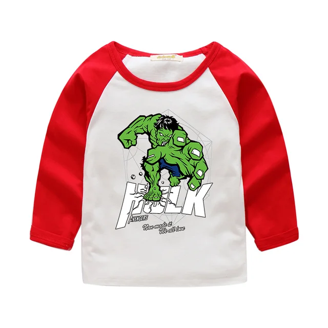 2018 Boy Girls Cartoon Hero Design T shirt For Kids Hulk Long Sleeve