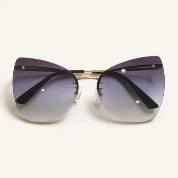 

High Quality Cat Eye Sunglasses Fashion Brand Designer Women's Box Rimless Sunglasses UV400 Men And Women Glasses