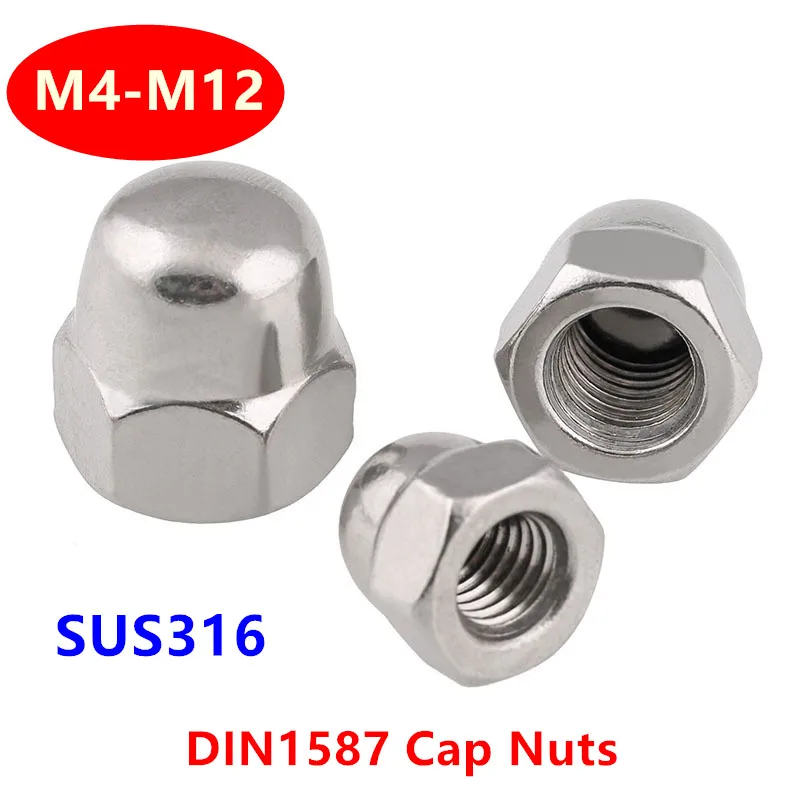 DIN1587 M4 M5 M6 M8 M10 M12 нержавеющая сталь 316 гайки шестиугольная купольная головка