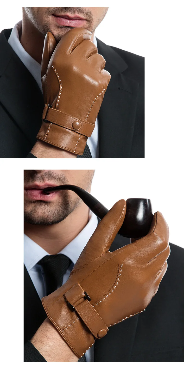 Натуральная кожа перчатки мужские сенсорные кожаные перчатки утолщенные теплые мужские водительские плюс бархатные перчатки из овчины MLZ103