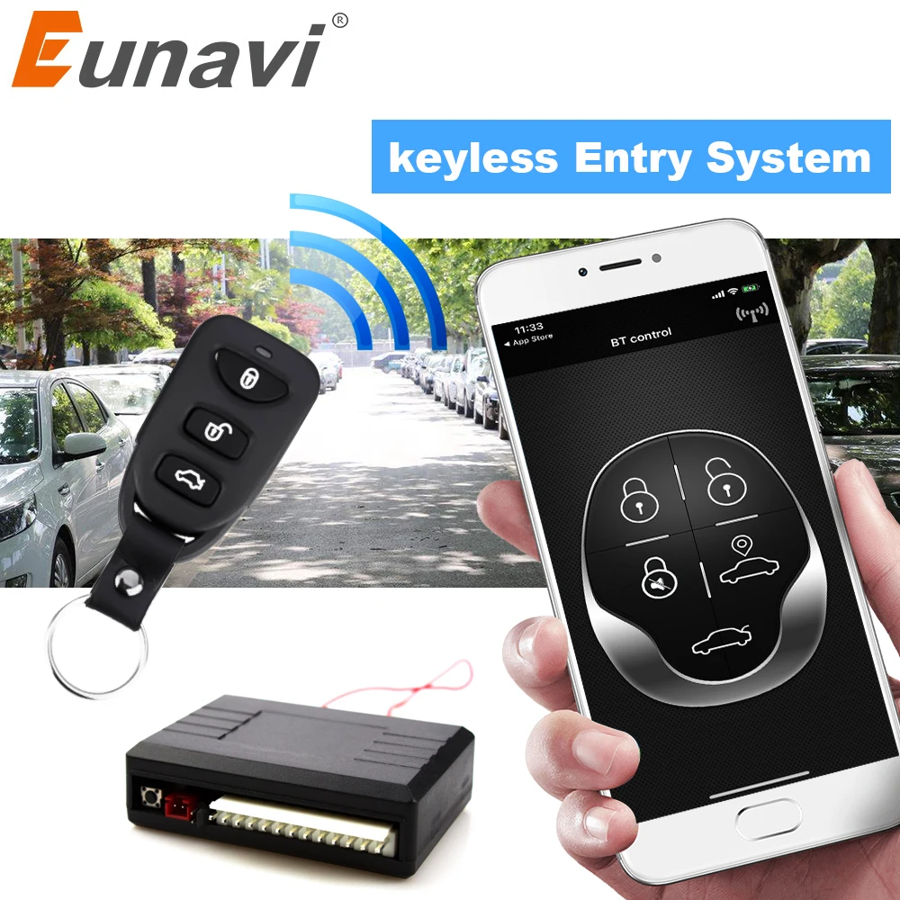 

Eunavi Universal Car Auto BT Remote Central Control kit Keyless Entry System LED Keychain Central Door Lock Locking Vehicle 240