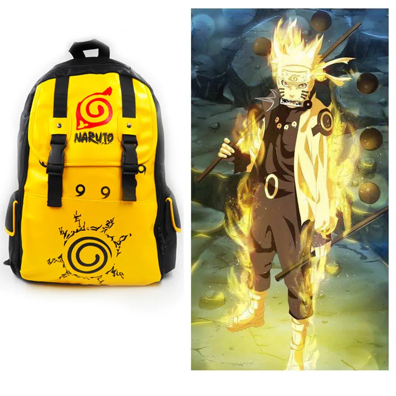 

Anime NARUTO Rikudousennin Modo Uzumaki Naruto Kurama kyuubi Cosplay Prop Backpack Women Men knapsack Large Capacity Mochila Bag