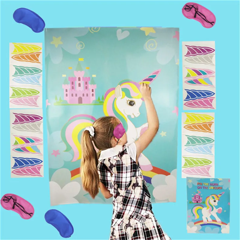 Unicorn Birthday Favors Games Pin The Horn on the Unicorn Kids Birthday Party Decoration Party Supplies Gifts Games HW80 (7)