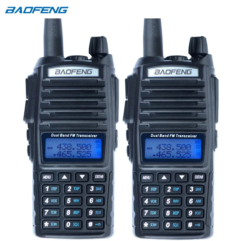 2 шт. BaoFeng UV-82 Двухдиапазонная рация BaoFeng UV82 двухстороннее радио 128CH фонарик двойной дисплей двойные часы для охоты радио