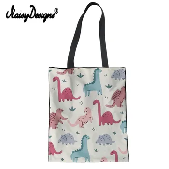 

Noisydesigns Dinosaur Print Women Canvas Bag Cartoon Large Shopping Girl Foldable Handbags Student School Travel Lady Laptop2019