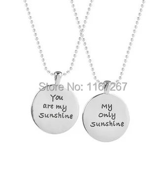 

2015 new style BFF Forever "You Are My Sunshine my only sunshine "silver Pendant best friend necklace Wholesale jewelry 2pcs