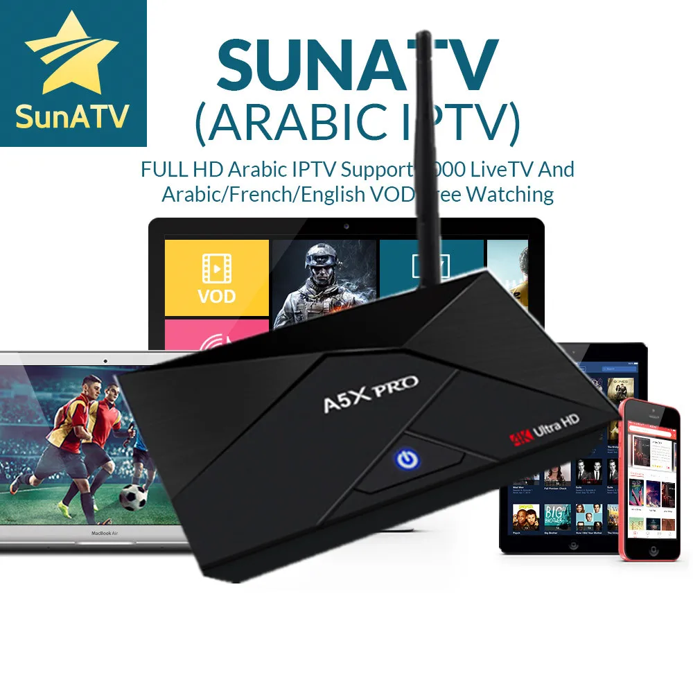 

A5X PLUS Mini 1/8G A5X PRO 2/16G Android TV Box With 1 Year SUNATV IPTV 4000Channels configured France Arab dutch Sweden USA