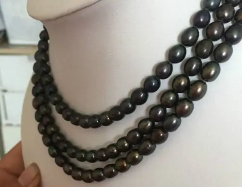 

Free Shipping >>>>>gorgeous natural triple strands south sea multicolor pearl necklace18"19"20