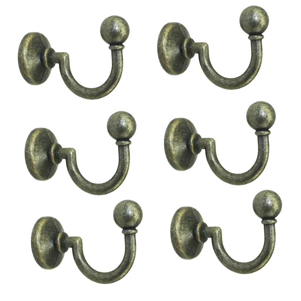 MagiDeal 6Pcs Cloth Coat Towel Hangers Door Keys Wall Kitchen Bathroom Hooks with Screws for hat Book Bags Closets Home Storage 