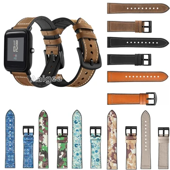 

20mm Genuine Leather Silicone Watch Band Strap for Xiaomi Huami Amazfit Bip Lite Replacement Wrist band strap Leather Bracelet