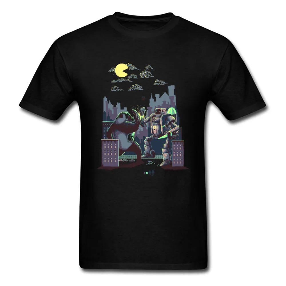 80s Game T-shirt Men Street Fighter T Shirt Madness Pixel Town Camisa Tops Tees Short Sleeve Cotton Black Clothes Panda Robot