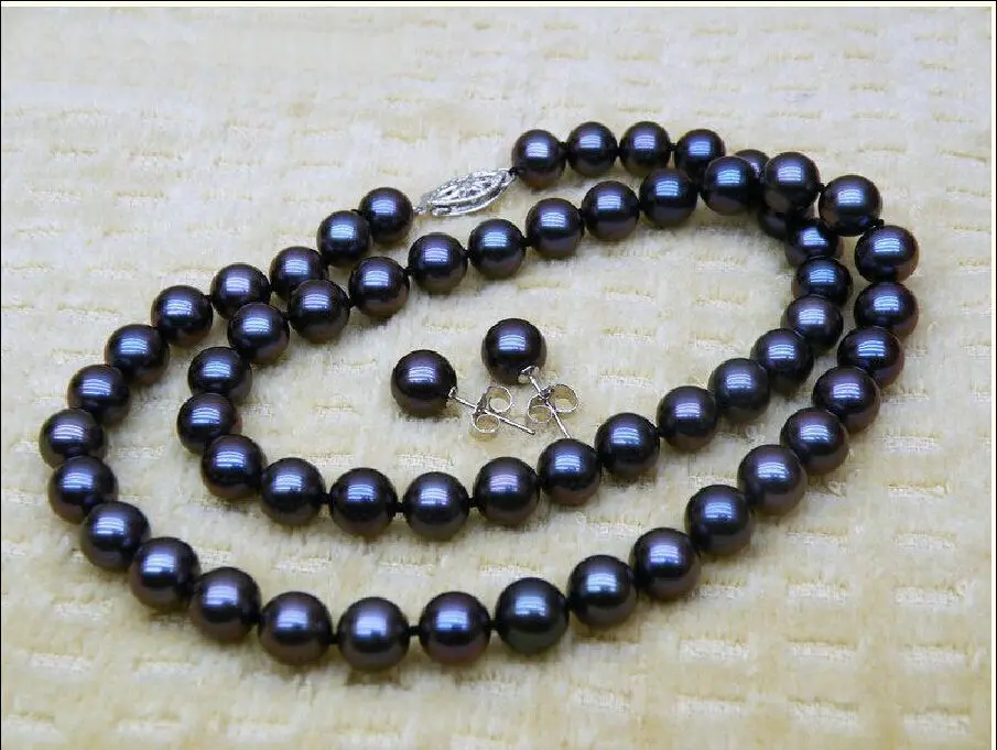 

Free Shipping >>>>> SET OF 18 INCH 10-11 MM BLACK TAHITIAN SOUTH SEA PEARL NECKLACE BRACELET EARRING