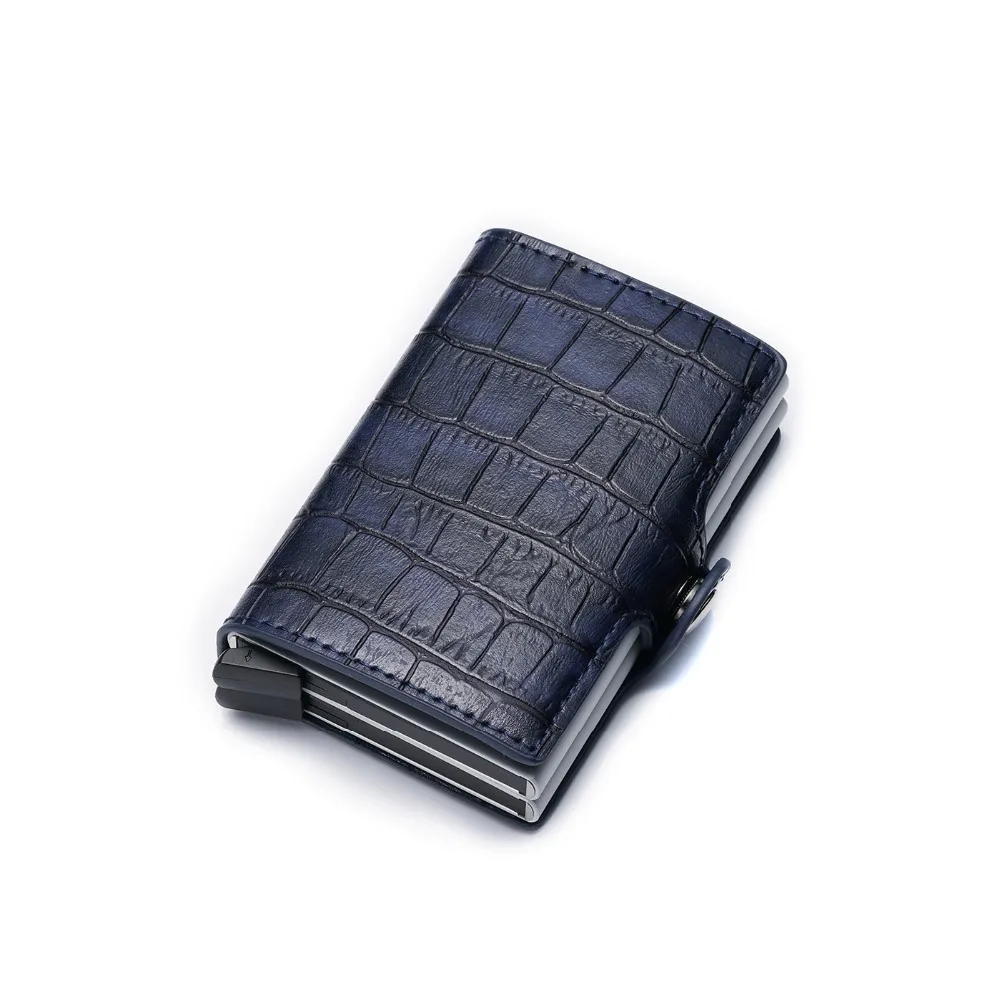 RFID 2019 Новый Аллигатор держатель для кредитных карт мужской автоматический алюминиевый сплав кожаный двухслойный чехол для карт мужской