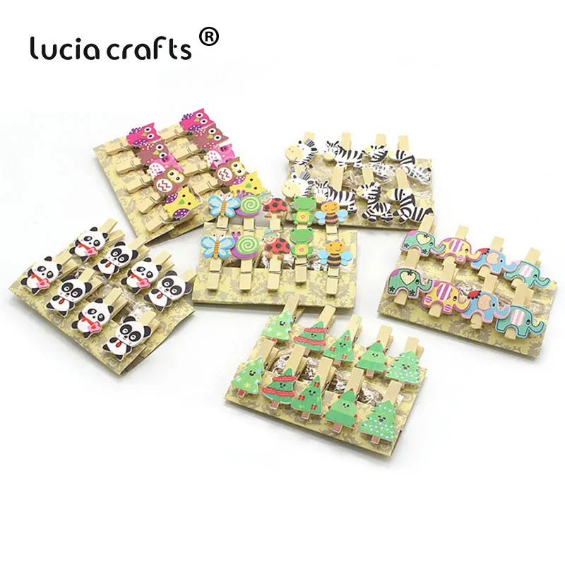 Lucia crafts 1 упаковка 3,5*2 см Мультфильм деревянный зажим пеньковая веревка фото бумага ремесло для альбома домашний декор DIY офисные принадлежности E1202