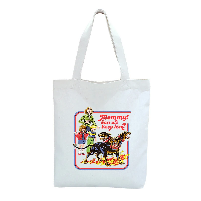 

New Arrival Mom My Can We Keep Him Canvas Bag Women ECO Cotton Daily Use Handbag 2019 Summer Students Fashion Shopping Tote Bags
